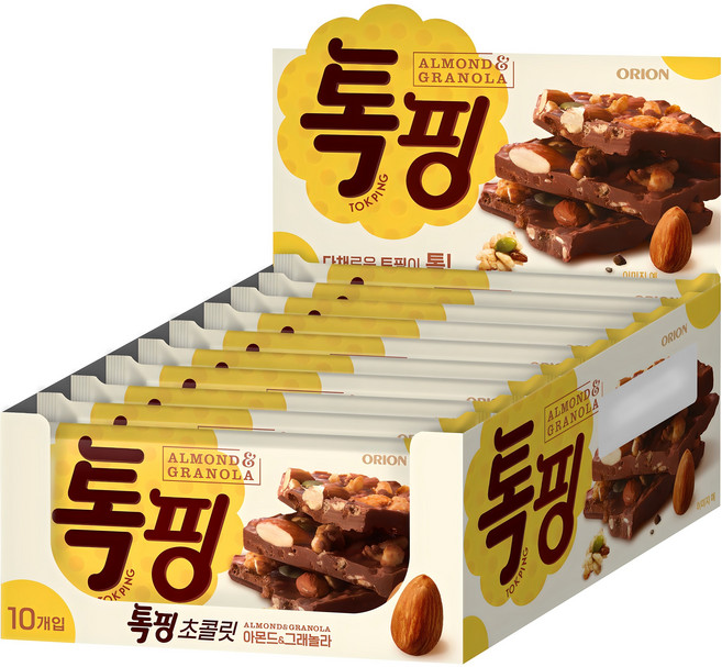 오리온 톡핑 아몬드 앤 그래놀라 초콜릿, 43g, 10개