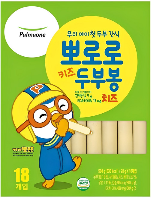풀무원 뽀로로 키즈 두부봉 치즈, 1개, 504g