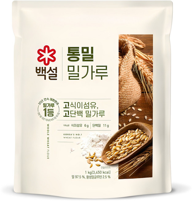 백설 통밀밀가루, 1kg, 1개
