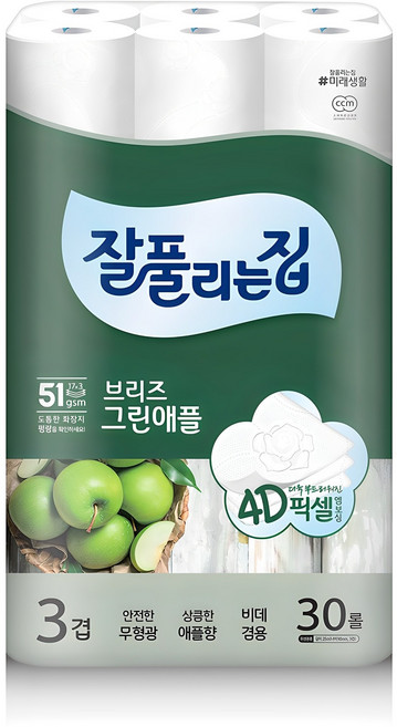잘풀리는집 브리즈 그린애플 3겹 화장지, 25m, 30개입, 1개