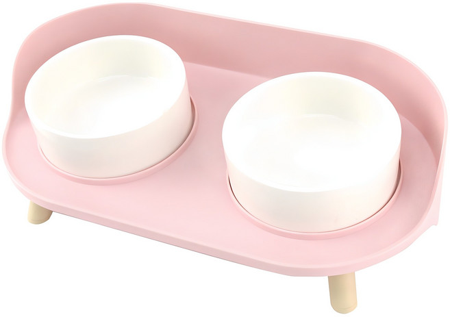도그아이 반려동물 타이디 테이블 식기 2구, 핑크, 1세트