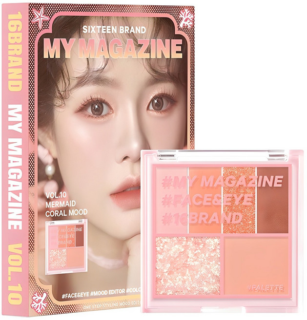 16브랜드 마이 매거진 메이크업 팔레트 7g, Vol 10 머메이드 산호 무드, 1개