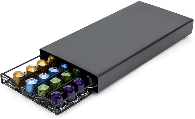 더백퍼센트 네스프레소 캡슐 보관함 스틸 서랍형 40구, 혼합색상, 1개