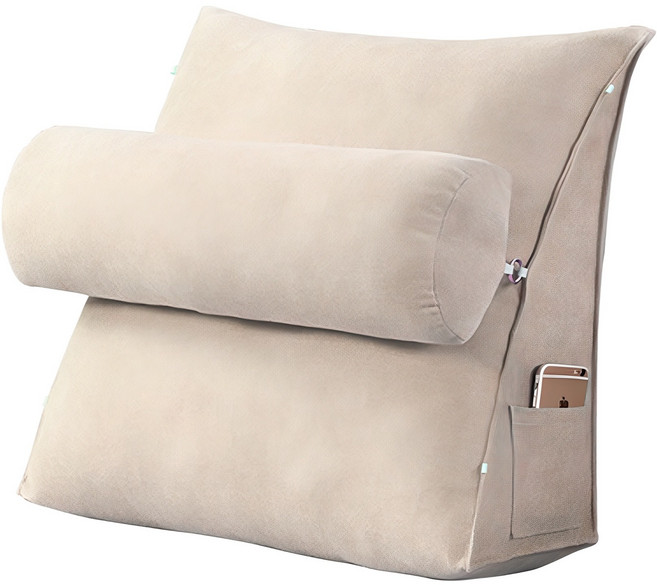 천년인터내셔널 투인원 삼각 등받이쿠션, 크림