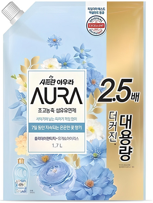 아우라 초고농축 섬유유연제 홀리데이판타지 리필, 1.7L, 1개