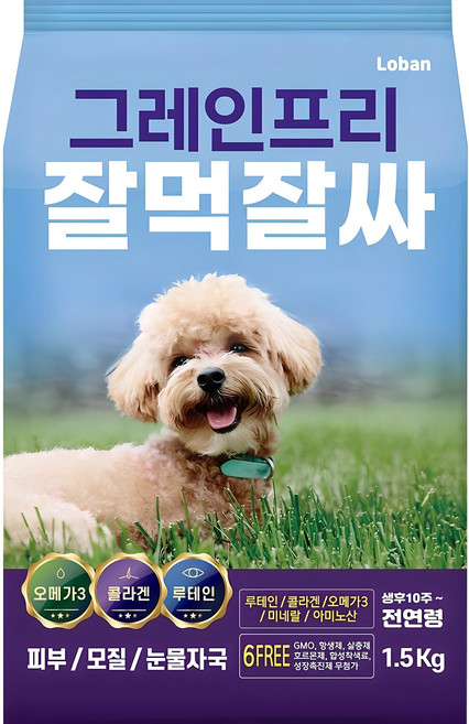 잘먹잘싸 전연령 강아지 그레인프리 건식사료, 닭+연어, 1.5kg, 1개