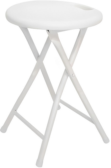 팬물산 원형 손잡이 접이식 스툴, 화이트, 1개