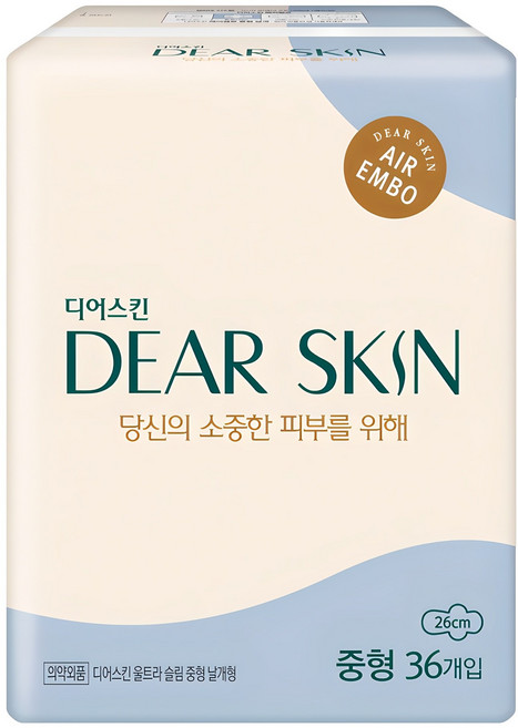 디어스킨 에어엠보 생리대 날개형, 중형, 36개입, 1개