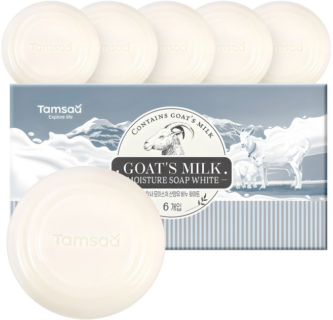 탐사 모이스처 산양유 비누 화이트, 90g, 6개