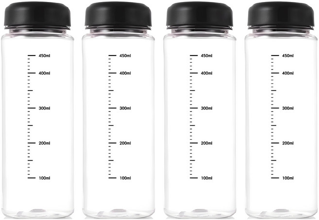 마이보틀 트라이탄 눈금표시 보틀 4p, 검정, 500ml, 4개