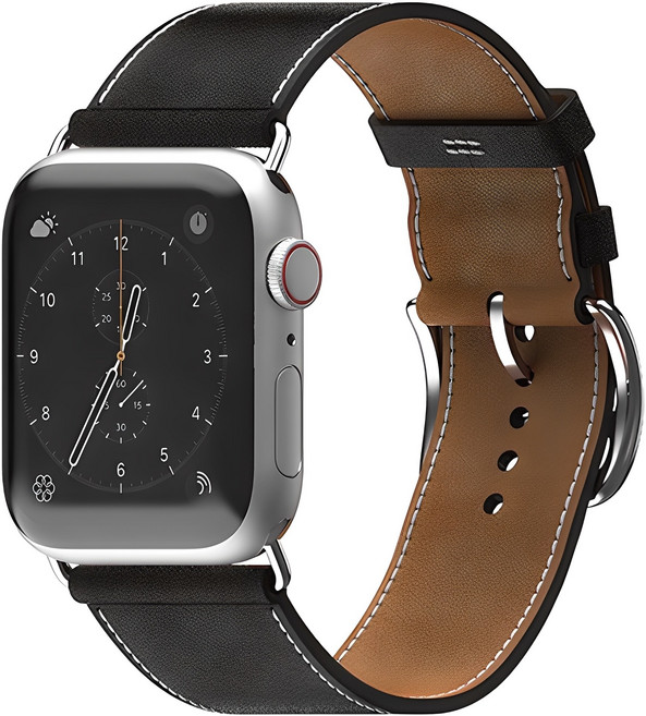 신지모루 애플워치 싱글투어 가죽 레더 밴드 스트랩, 블랙, 1개