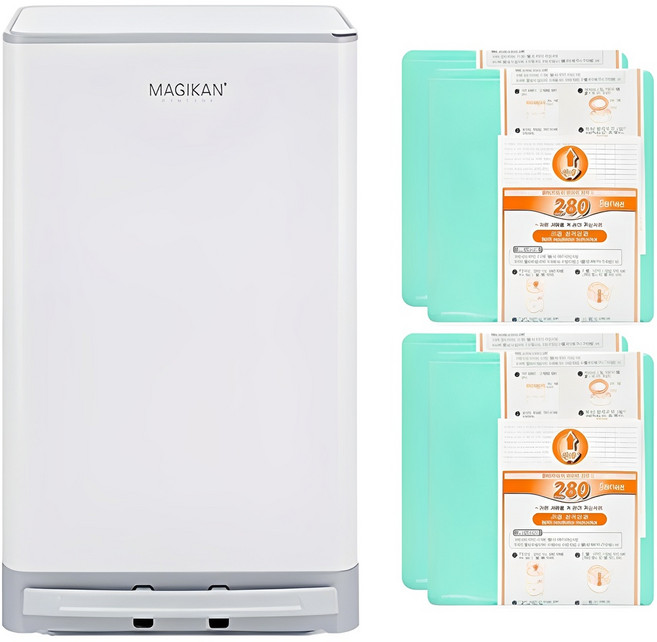 매직캔 스텔라 휴지통 27L + 리필 280R4B 4p 세트, 화이트