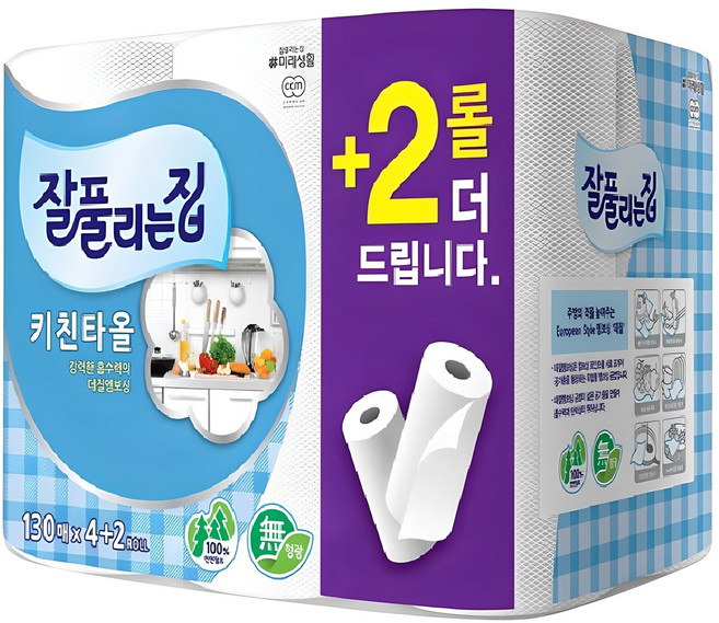 잘풀리는집 천연펄프 키친타올, 130매, 6개