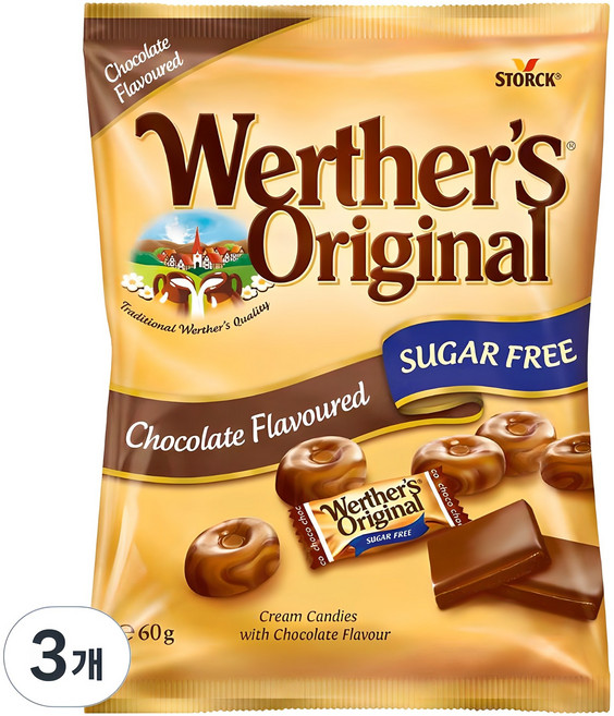 웨더스오리지날 초코 캔디 슈가프리, 60g, 3개