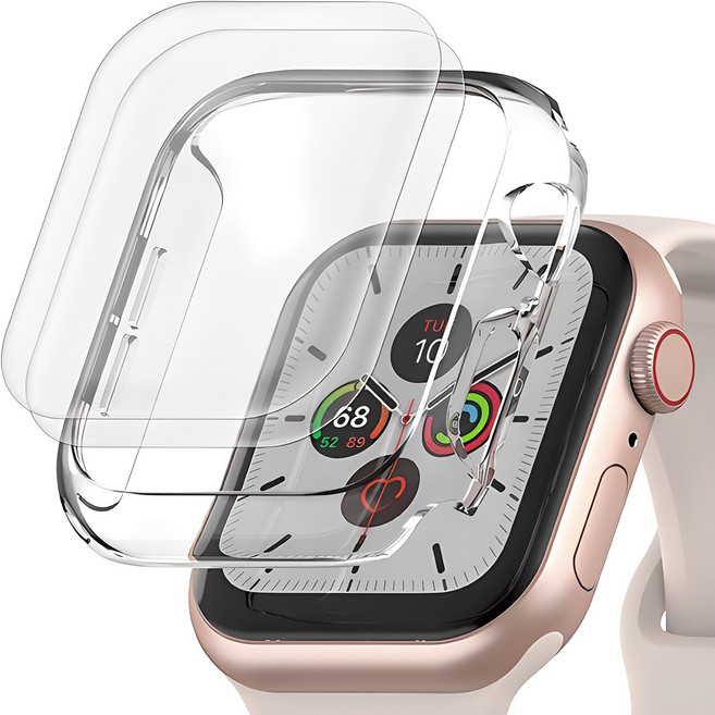 신지모루 애플워치 자가복원 TPU 액정보호필름 2p + 하드커버 케이스, 크리스탈 클리어(케이스), 1개