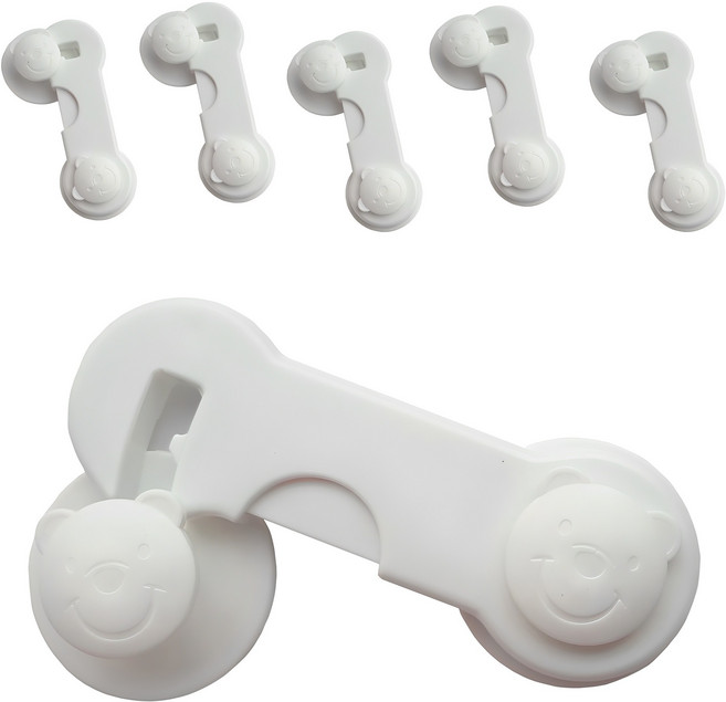 뿌푸 여닫이문 서랍 잠금장치 일반형, 하양, 6개