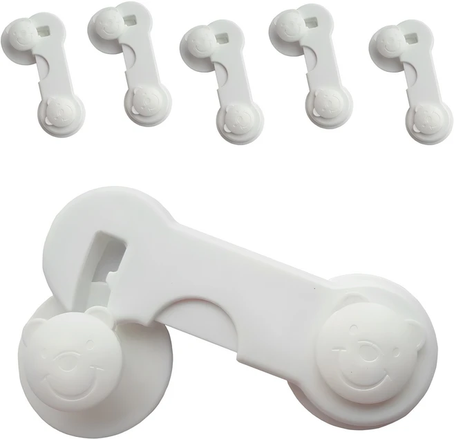 뿌푸 여닫이문 서랍 잠금장치 일반형, 하양, 6개 - 쿠팡