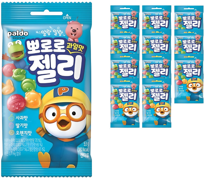 팔도 뽀로로 과일맛 젤리, 53g, 12개
