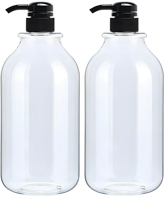 병도매닷컴 ARB1000 투명 주방 디스펜서 범프 검정마개 공병, 1L, 2개