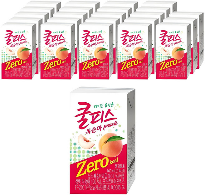 동원 쿨피스 복숭아 제로, 140ml, 24개