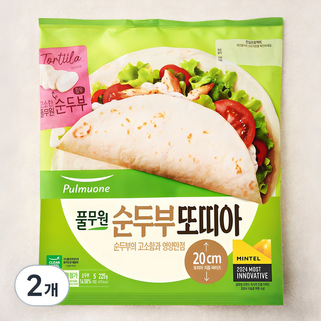 풀무원 순두부 또띠아 지름 20cm 5입, 225g, 2개
