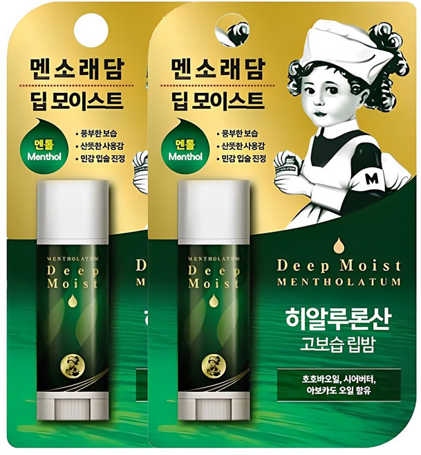 멘소래담 딥 모이스트 립밤, 멘톨, 4.5g, 2개