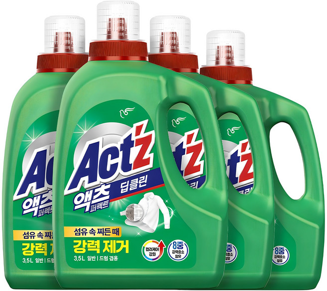 액츠 퍼펙트 딥클린 액상세제 본품, 3.5L, 4개