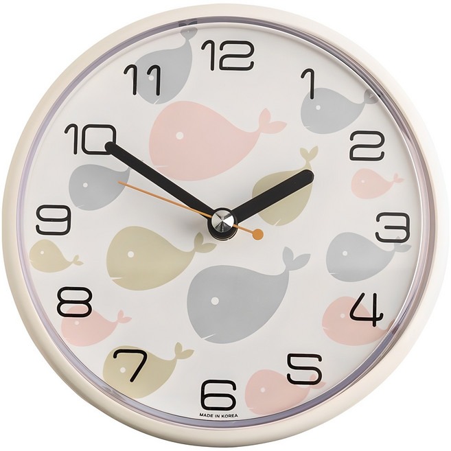 플라이토 디자인 욕실 흡착 방수시계, 1개, 고래