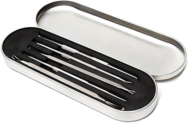 에이앤에스 재사용가능 수동식 의료용 큐렛 여드름압출기 피지제거기 세트, 1세트