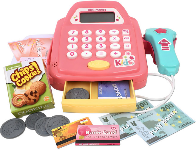 디럭스 슈퍼 계산대 마트놀이, PINK, 1개