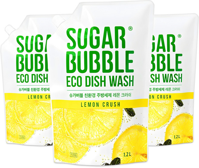 슈가버블 주방세제 레몬 크러쉬, 1.2L, 3개