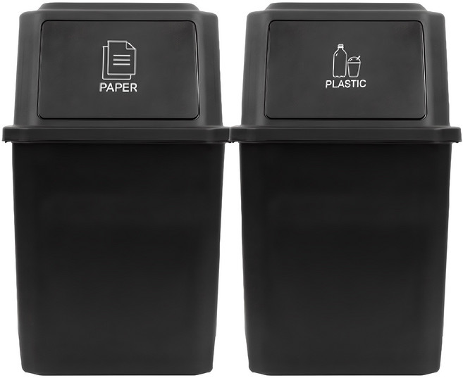 올유리빙 대용량 재활용 분리수거함 40L x 2p, 블랙