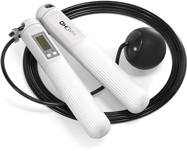 오짐 2in1 스마트 점핏 다이어트 실내 줄넘기, 화이트, 1개