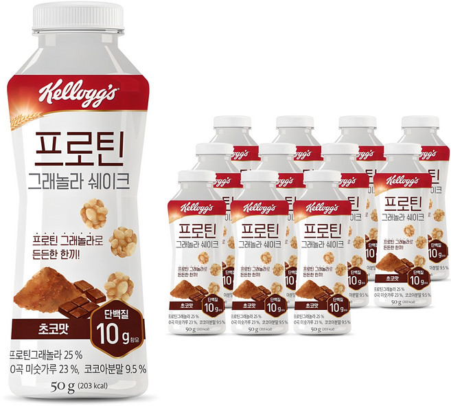 켈로그 프로틴 그래놀라 쉐이크 초코맛, 50g, 12개