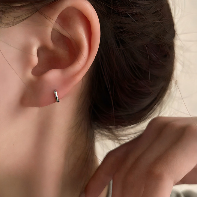 젤루나 여성용 써지컬 심플 원터치 링 피어싱 귀걸이 6mm 2p