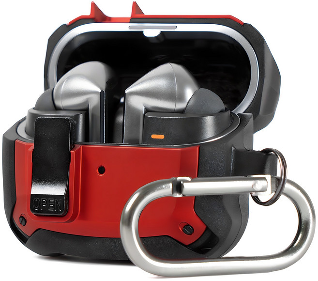 누아트 갤럭시 프레임 락범퍼 케이스, 버즈3/버즈3프로/버즈3FE, 레드, 1개