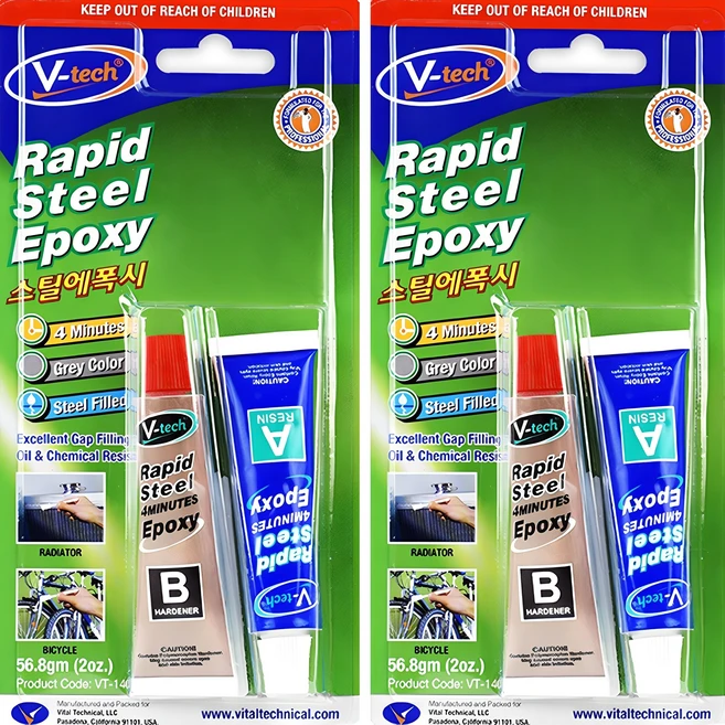 Vtech 금속 접착제 스틸 에폭시, 2개 - 쿠팡
