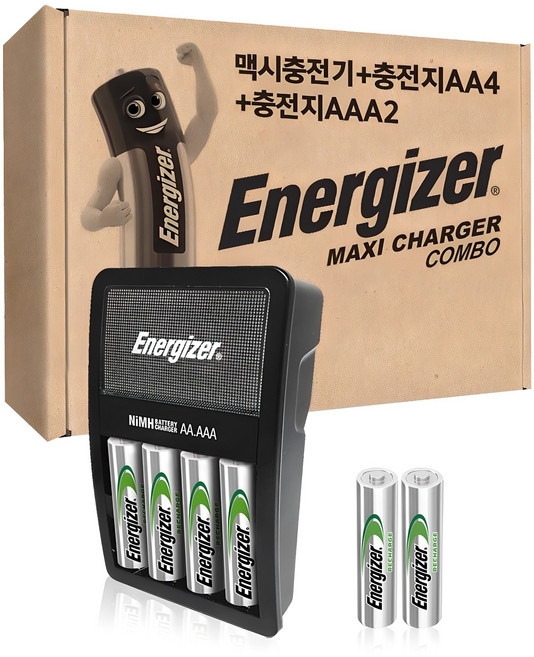 에너자이저 맥시 건전지 충전기 + 충전지 AA 4p + AAA 2p, 1세트