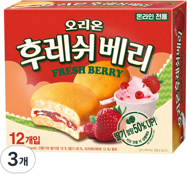 오리온 후레쉬베리 딸기, 360g, 3개