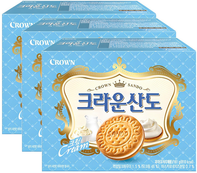 크라운산도 크림, 161g, 3개