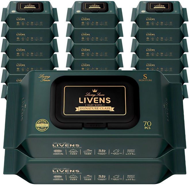 리벤스 시그니처 도톰한 저자극 아기 물티슈 캡형, 75g, 70매, 20개