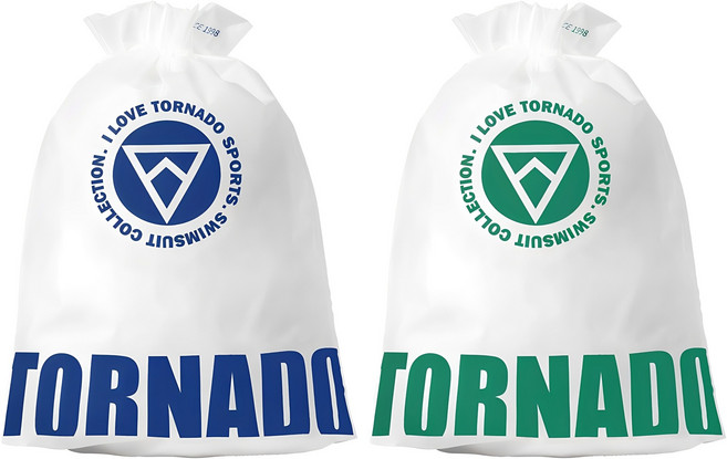 토네이도 수영 비치백 방수 복조리 파우치 2종 세트 TSB-2000, 블루 + 그린