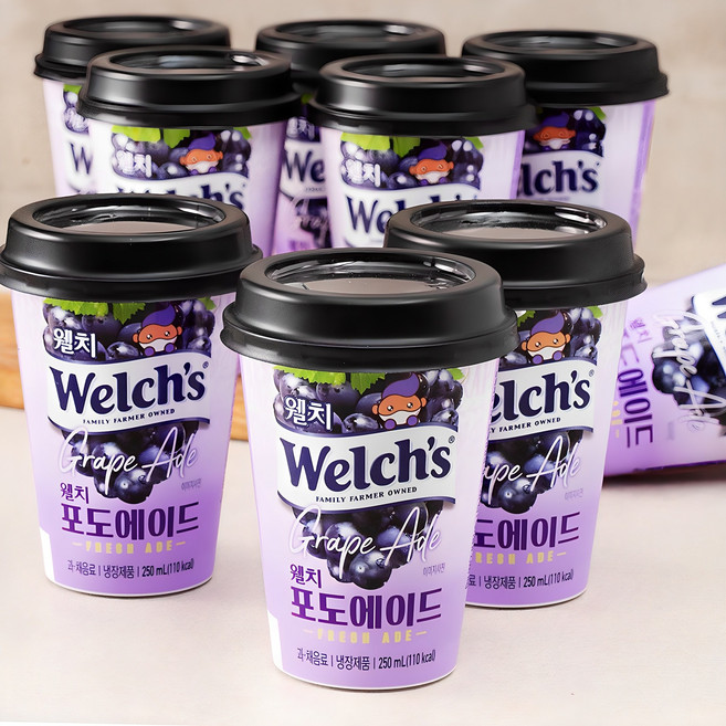 웰치스 푸르밀 포도에이드, 250ml, 10개