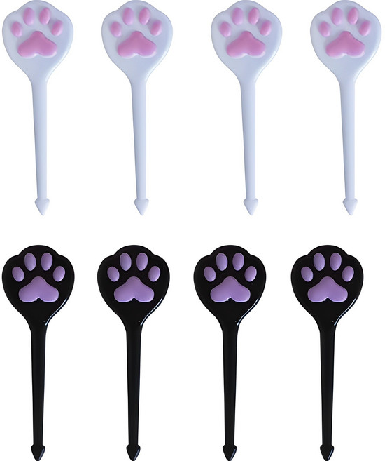 큐트미 고양이 발바닥 모양픽 도시락픽 화이트 4개 + 블랙 4개, 8개입, 1세트