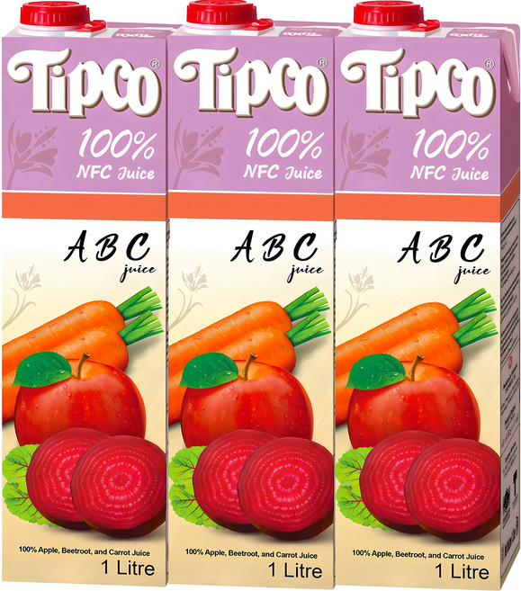 팁코 100% 착즙 ABC 주스, 1L, 3개