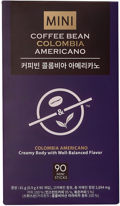 커피빈 콜롬비아 아메리카노 미니 원두커피믹스, 900mg, 90개입, 1개