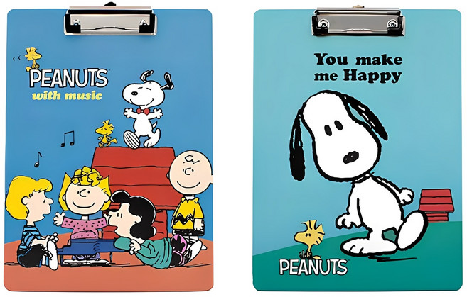 피너츠 스누피 클립보드 A4, 랜덤 발송, 2개