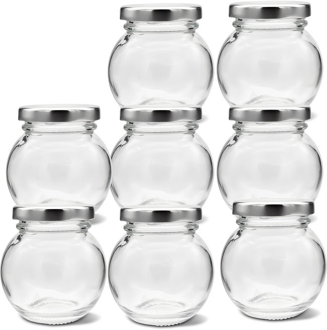 미르코리아 미니볼 유리저장병 실버, 100ml, 8개