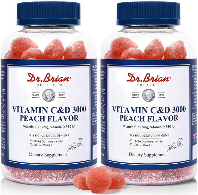 닥터브라이언 비타민 C&D 3000 복숭아맛, 100정, 2개