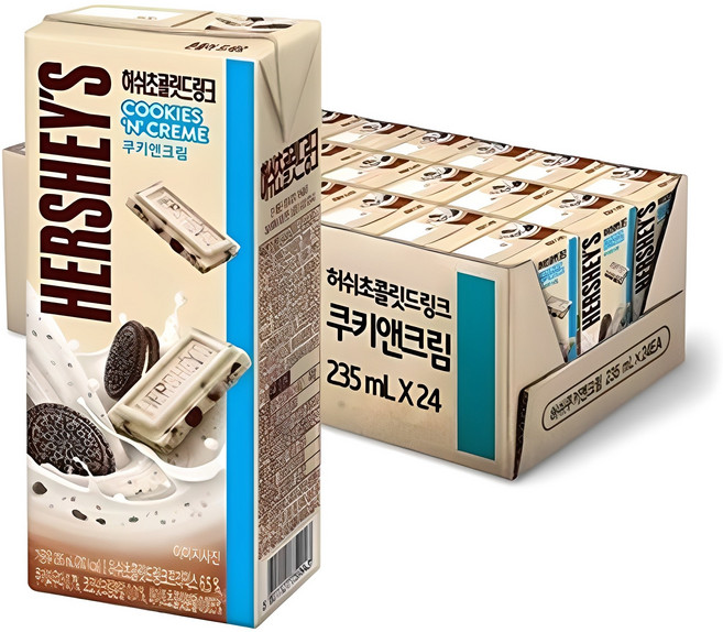 허쉬 초콜릿 드링크 쿠키앤크림, 235ml, 24개